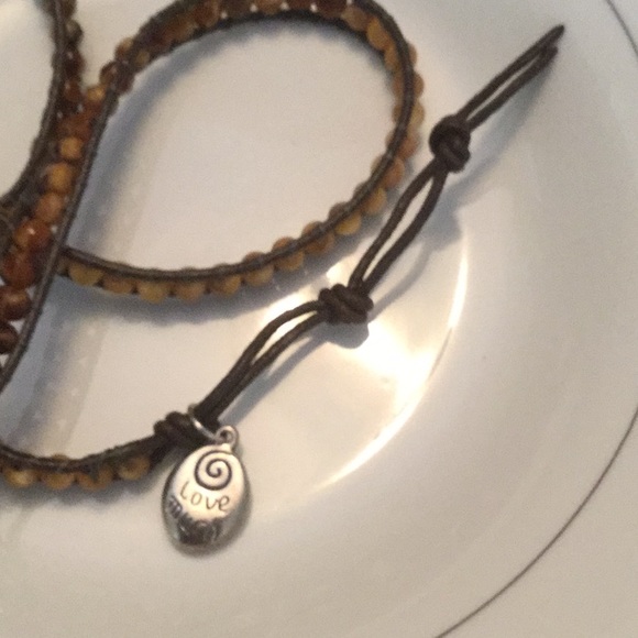 GENUINE TIGER EYE & LEATHER Multi wrap bracelet - Picture 3 of 6